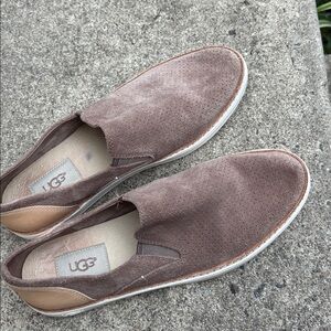 UGG Tan and Cream Suede Slip-On Loafers